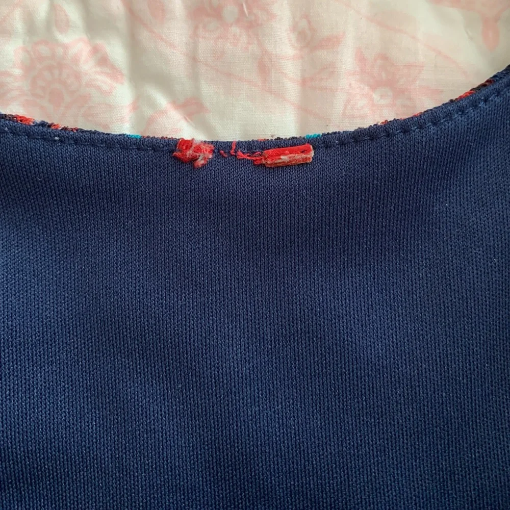 Red Camel Dress Juniors S Blue Fit & Flare Belted 3/4 Sleeve Scoop Back